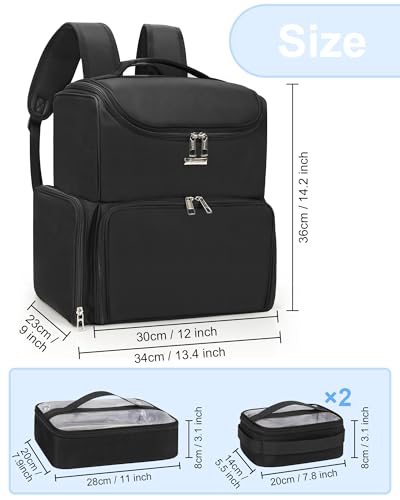 Relavel Professional Makeup Backpack – Large Cosmetic Organizer with 3 Bags