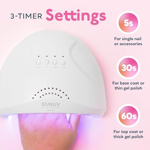SUNUV UV Nail Lamp for Gel Manicures with UV Gloves - Professional Curing Light