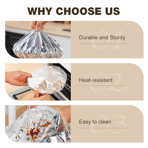 Reusable Aluminum Foil Food Covers - Heat-Resistant with Elastic Edge