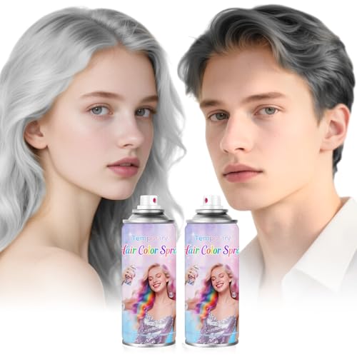 Black & White Temporary Hair Color Spray - Washable & Quick-Drying, 2-Pack