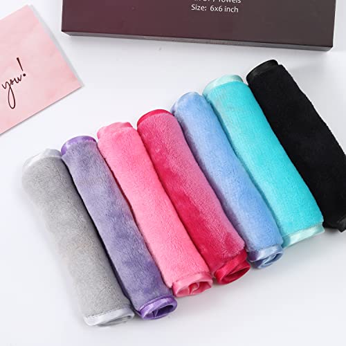 Y2 Petals Make-up Remover Cloths, Just add Water, Reusable Make Up Remover Towels, Ultra Soft Microfiber Makeup Eraser Cloths 7 Day Set, 6x6 inch Multi-Color Pack of 7