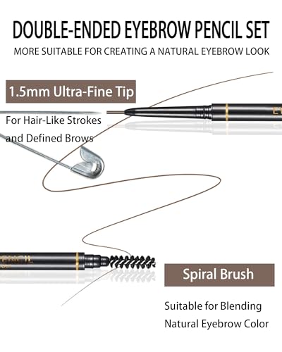 Dark Brown Eyebrow Pencil 12-Pack with Razors & Brush