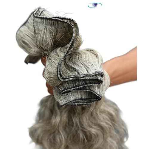 Salt & Pepper Wavy Natural Gray Indian Raw Hair Extension (22" Wavy One Bundle)
