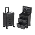 Rolling Makeup Case with Drawers & Nail Polish Organizer