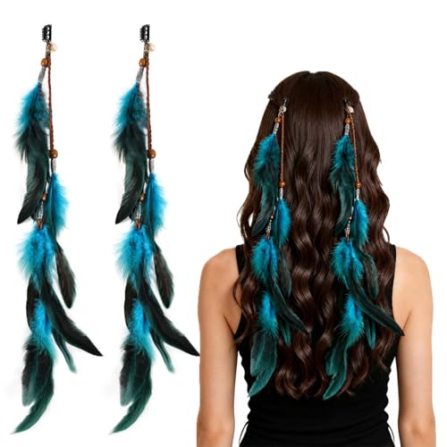 Feather Hair Extensions Clip-in Boho Accessory 3pc Set