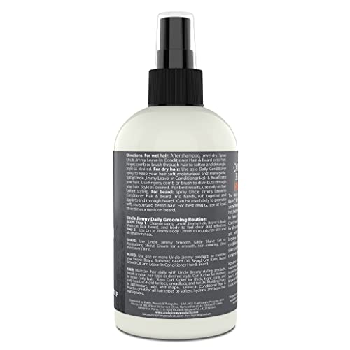 Uncle Jimmy Products Leave-In Conditioner for Healthy Beard Growth, Softening Hair, Hydrating Skin, and Eliminating Dandruff - 8 Fl Oz