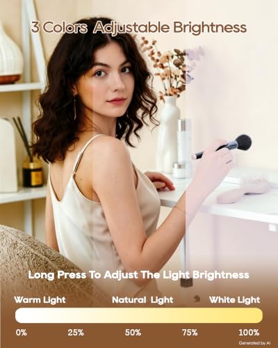 Trifold Vanity Mirror with Lights, 2X/3X Magnification & Storage