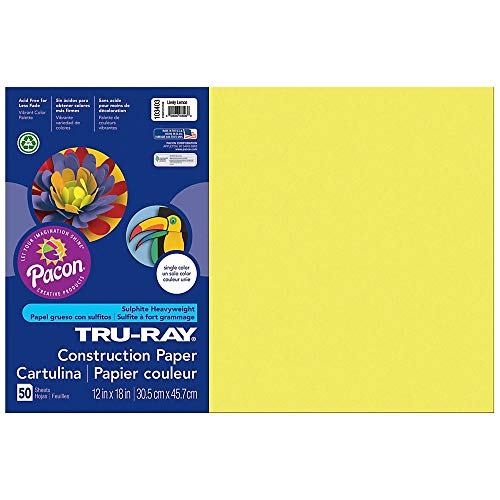 Tru-Ray® Heavyweight Construction Paper, Lively Lemon, 12" x 18", 50 Sheets