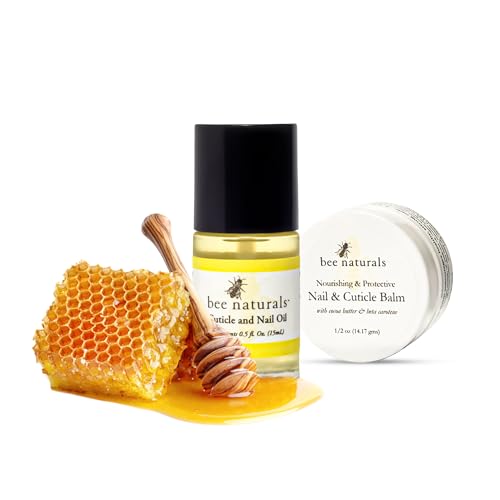 Bee Naturals Nail & Cuticle Care Gift Set ? Includes Hydrating Nail Balm & Nourishing Cuticle Oil with Natural Ingredients ? Perfect for Dry, Brittle Nails & Ragged Cuticles ? Travel-Friendly & Gentle