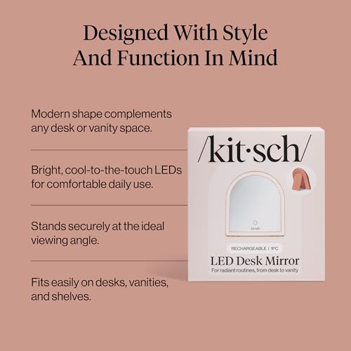 Kitsch Arch Rechargeable LED Desk Vanity Mirror with Lights - Terracotta