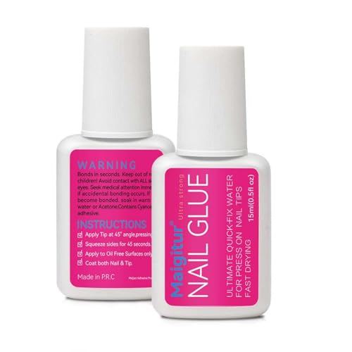 Maigitur 30ML Strong Nail Glue for Press-On & Acrylic Nails, Quick Dry, Long Lasting, No UV Light Needed (Nail Bond Brush)