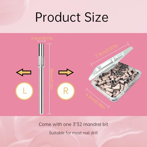 240 Grit Small Sanding Bands for Nail Drill - 100 Pcs with Mandrel