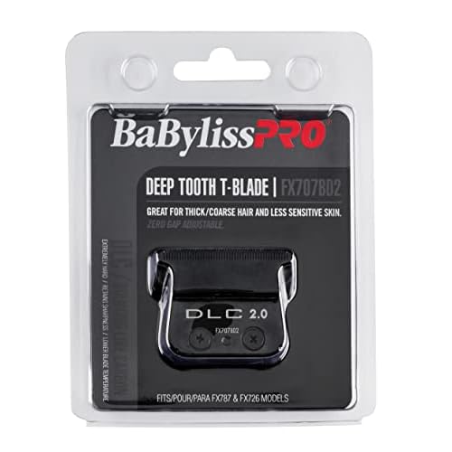 BaBylissPRO Barberology Deep Tooth DLC 2 Replacement Blade for Outlining Hair Trimmers (FX707BD2), Black