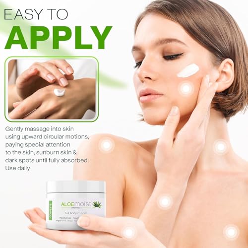 Organic Aloe Vera Face Cream & Body Moisturizing Cream, Natural Aloe Vera Lotion with Vitamin E Oil, Vitamin C, Retinol Cream, Shea Butter ? Anti Aging Face Moisturizer for Women, Dry Skin (2 oz)