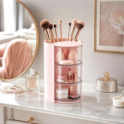 3-Tier Rotatable Hair Accessory Organizer - Clear & Compact