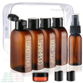 Cosywell 4 Pack 3.4 oz Travel Bottles with Labels - Leakproof TSA Approved Toiletry Containers - Brown, 3 Labeled + 1 Blank