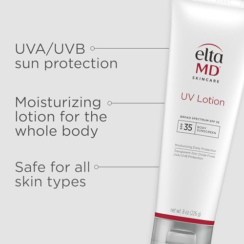 EltaMD UV Lotion Body Sunscreen, SPF 30+ Sunscreen, Body Lotion with SPF Made with Zinc Oxide and Hyaluronic Acid, 8.0 oz Pump