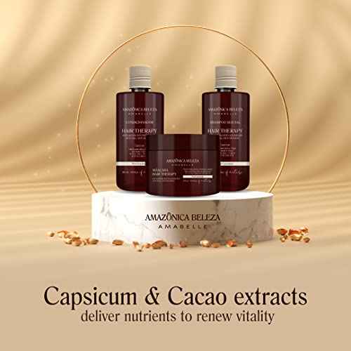 AMAZONICA BELEZA Hair Therapy Kit - Shampoo, Conditioner, Hair Mask (300ml/10.1 Oz) | Professional Line | Removes Oiliness, Prevents Hair Loss, Promotes Growth