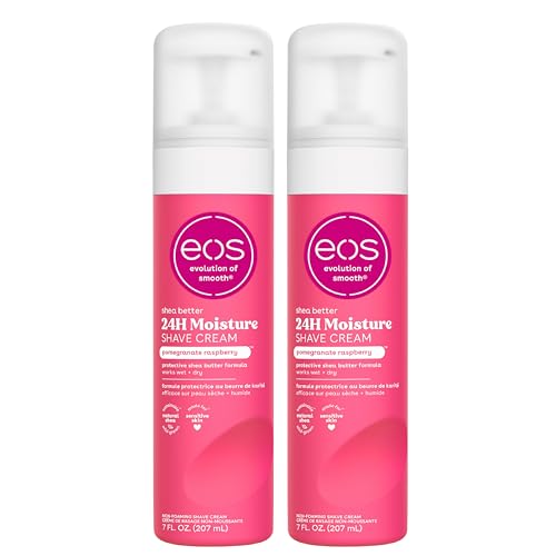 eos Pomegranate Raspberry Shave Cream - 24H Moisturizing, 7 oz, 2-Pack