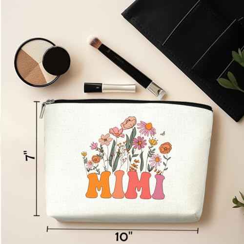 Retro Flower Mothers Day Birthday Gifts for Mimi Funny Grandma Gifts from Granddaughter Makeup Bag Cosmetic Bag Retirement Wedding Anniversary Appreciation Gifts for Women Grandma Nana Grandmother