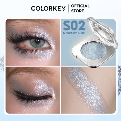 COLORKEY Stardust Diamond Mono Eyeshadow, High-Pigment Single Eye Shadow with Diamond Sparkle, Long-Lasting, Waterproof, Smudge-Proof, Multi-Dimensional Shine, Enhances Eye Contour (S02)