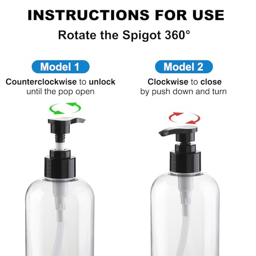 2-Pack 12.85oz Clear BPA-Free Pump Bottles for Shampoo & Lotion