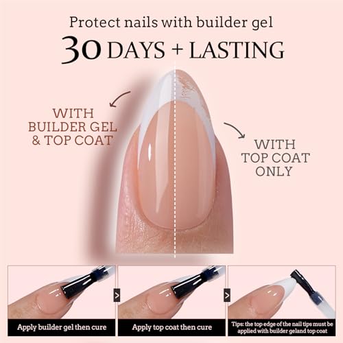 BTArtboxnails XCOATTIPS French Tip Nails - Short Press On Nails, 160 Pcs Pink Square Soft Gel Nail Tips Pre-applied Tip Primer & Base Coat, No Need File False Nails for Nail Art DIY, 16 Sizes