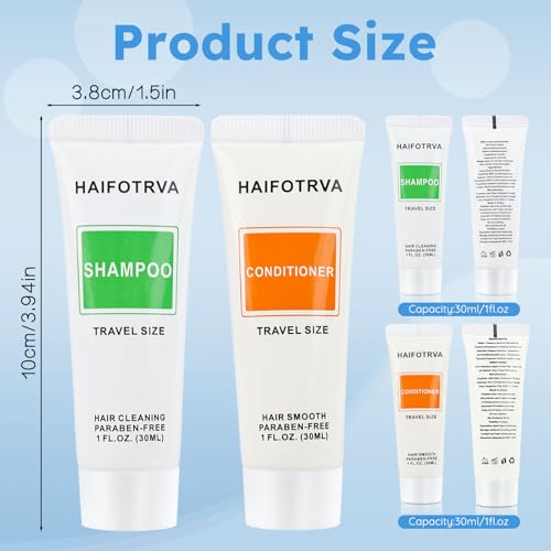 Travel Size Shampoo and Conditioner Set - 10 Pack, 30ml