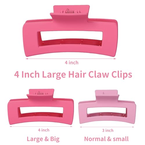4.2" Jumbo Hair Clips - 12 Pack Colorful Claw Clips for Thick Hair