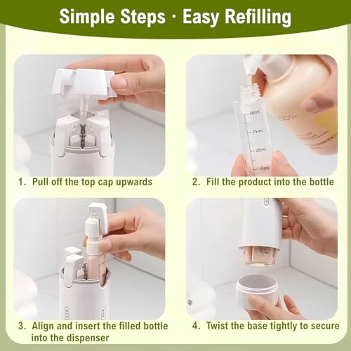 Rosafinal Green 4-in-1 Travel Dispenser Bottle - Refillable Toiletry Organizer