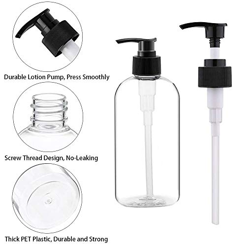 4 Pack 16oz Pump Bottles | Clear Refillable Dispensers