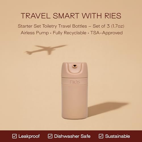 RIES Refillable Travel Toiletry Bottles Set - TSA Approved, Leak Proof