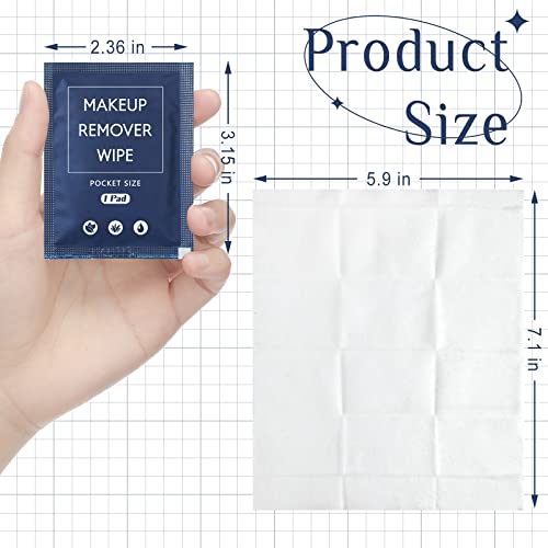 Demissle 200 Pieces Bulk Makeup Remover Wipes Individually Wrapped Face Cleansing Wipes Towelette Makeup Remover Cloth Pads for Face Cleansing Skin Care Makeup Remove (Blue)