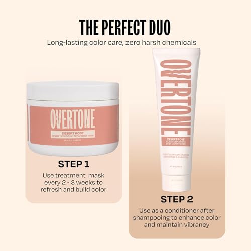 oVertone Rose Gold Color Depositing Hair Mask 8 oz - Vibrant Semi-Permanent Hair Treatment