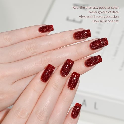 GAOY Burgundy Red Gel Nail Polish Set - 6 Long-Lasting UV Colors for Nail Art