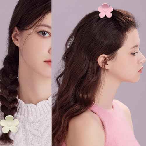 20PCS 1.57inch Cute Flower Claw Clips, Small Jaw Clips for Women Girls Thin/Medium/Thick Hair, 10 Colors Nonslip Strong Hold Clamps Catch Barrettes Hair Accessories