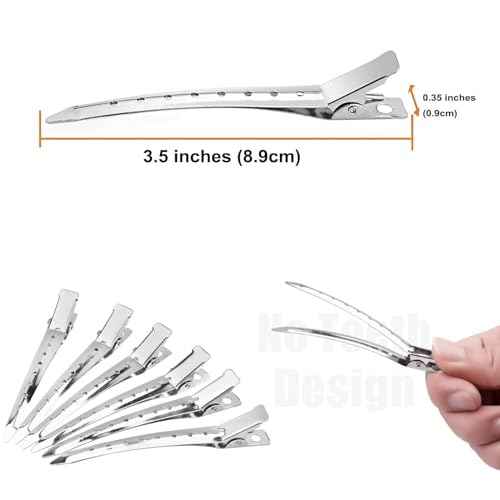 24Pcs Duck Billed Hair Clips for Styling Sectioning, Metal Hair Clips for Women Long Hair, Metal Alligator Curl Clips for Hair Roller Salon (Silver)