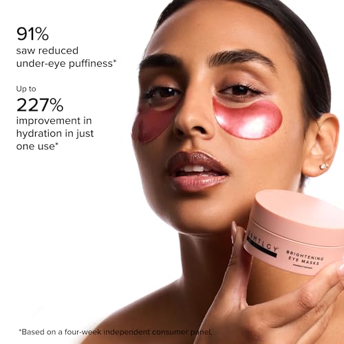 DRMTLGY Brightening Eye Masks ? Biodegradable Hydrogel Under Eye Patches with Caffeine, Peptides, Hyaluronic Acid & Niacinamide ? Depuff, Hydrate & Smooth Dark Circles ? 60 Count
