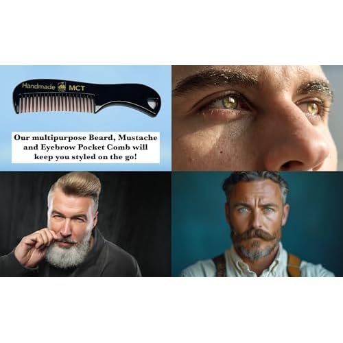 G.B.S Men's Grooming Set - Wood Beard Comb, Tortoise Beard and Mustache Comb 3 3/8in and 30ml Citrus Scented Beard Oil