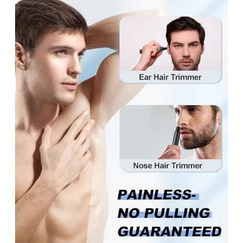 BUV Nose Hair Trimmer with LED Display- 2025 Professional Painless Ear Hair Trimmers for Men and Women, USB Rechargeable Nose Hair Trimmer Clipper ? 14,000 RPM IPX7 Waterproof Dual Edge Blades, Black