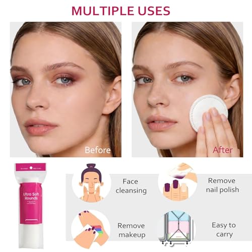 Astraescly 600 Pack Cotton Rounds with 100 Count (Pack of 6) - Soft, Absorbent Facial Cotton Pads for Makeup Removal & Skincare