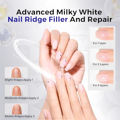 Morovan Nail Strengthener with Keratin - Milky White Ridge Filler