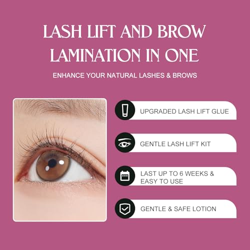 Lash & Brow Lift, Professional Lash Lift Kit Natural Ingredient for Long-Lasting Natural Curl & Self Lash Lifting, Brow Lamination Set for Salon-Quality Results at Home