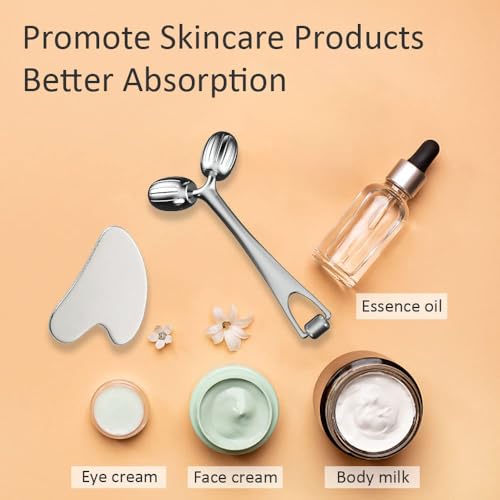 Yeamon Gua Sha Face Roller - Dual Head Stainless Steel Facial Massage Tool