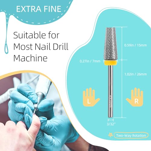 5-in-1 Nail Drill Bit for Electric File - Tungsten Carbide, Extra Fine
