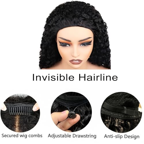 Burmese Curly Half Wig Human Hair 18" Glueless 180% Density