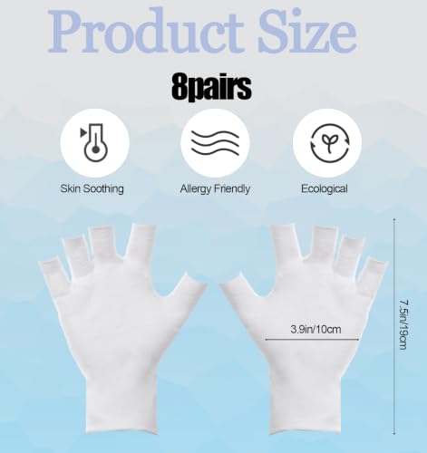 Fingerless Cotton Eczema Gloves for Dry Hands & Overnight Care - 4 Pairs