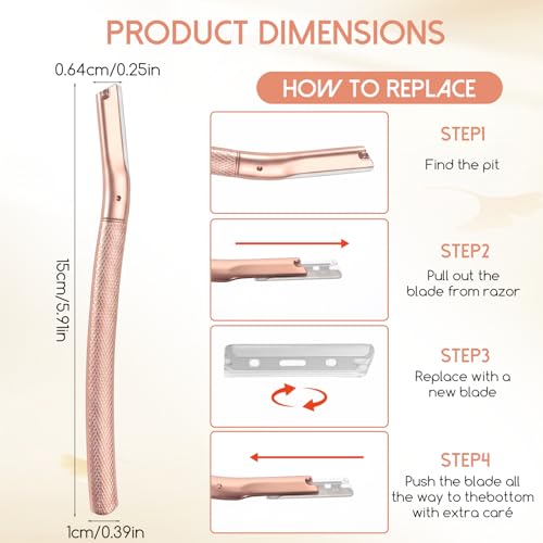 Eyebrow Razor for Women with 10 Refill Blades - Dermaplaning Face & Eyebrow Tool