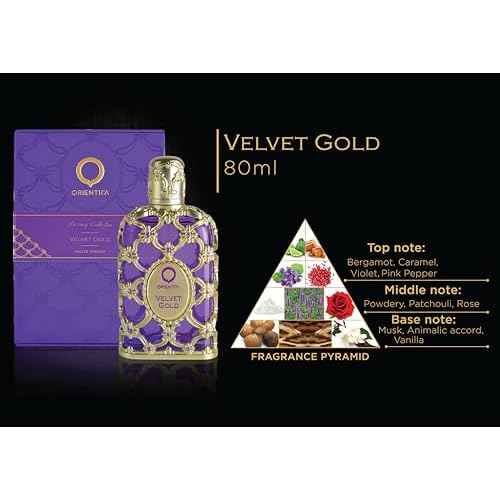 Orientica Luxury Collection Velvet Gold Eau De Parfum ? Vanilla, Bergamot, Gourmand, Caramel, Violet, Patchouli, Rose, Musk, Animalic, Amber - Arabic Perfume for Men & Women ? 2.7oz/80ml