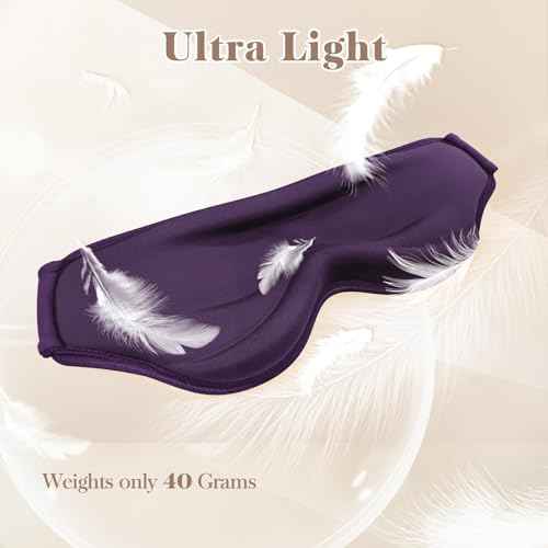 3D Eye Mask Sleep Mask for Men & Women, 100% Pressure-Free & Light Block-Out Eye Mask for Sleep with Easy Adjustable Strap, Night Eye Cover for Travel, Purple